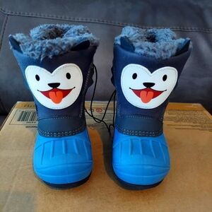 Toddler boys blue boots Velcro rain snow new waterproof Size 5